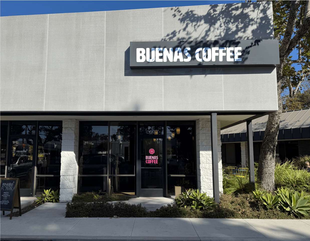 Buenas Coffee storefront in Costa Mesa